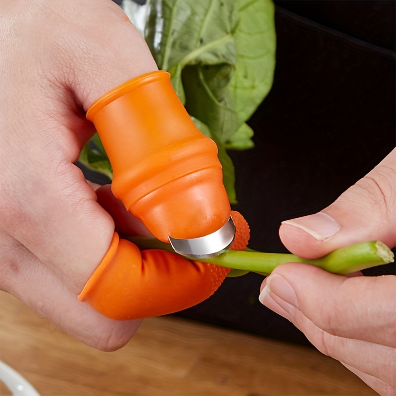 Juego de protección para dedos de silicona con cuchillo en el pulgar para  picar frutas y verduras, cortar plantas en maceta, herramientas de jardín