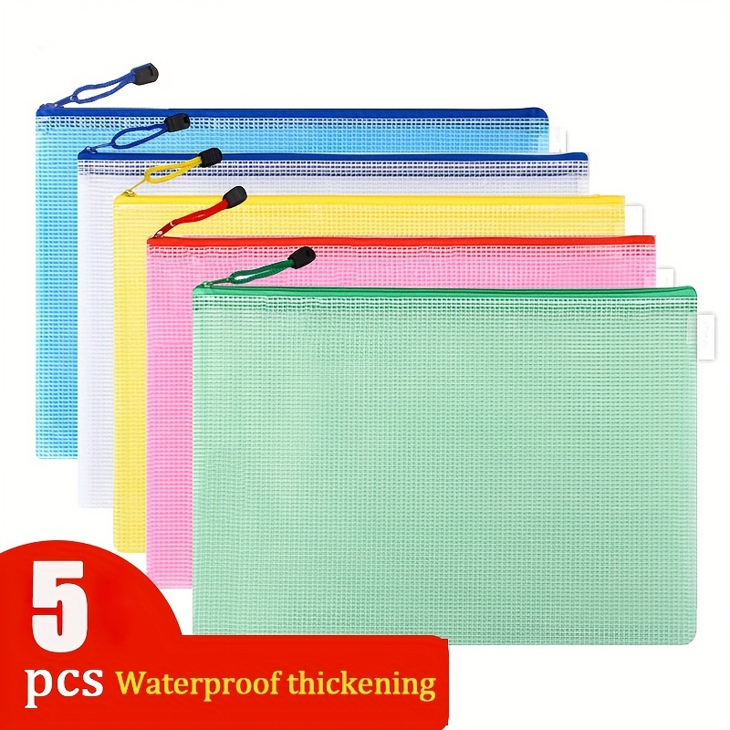 Mesh Zipper Pouch Document Bag Waterproof Zip File Folders - Temu