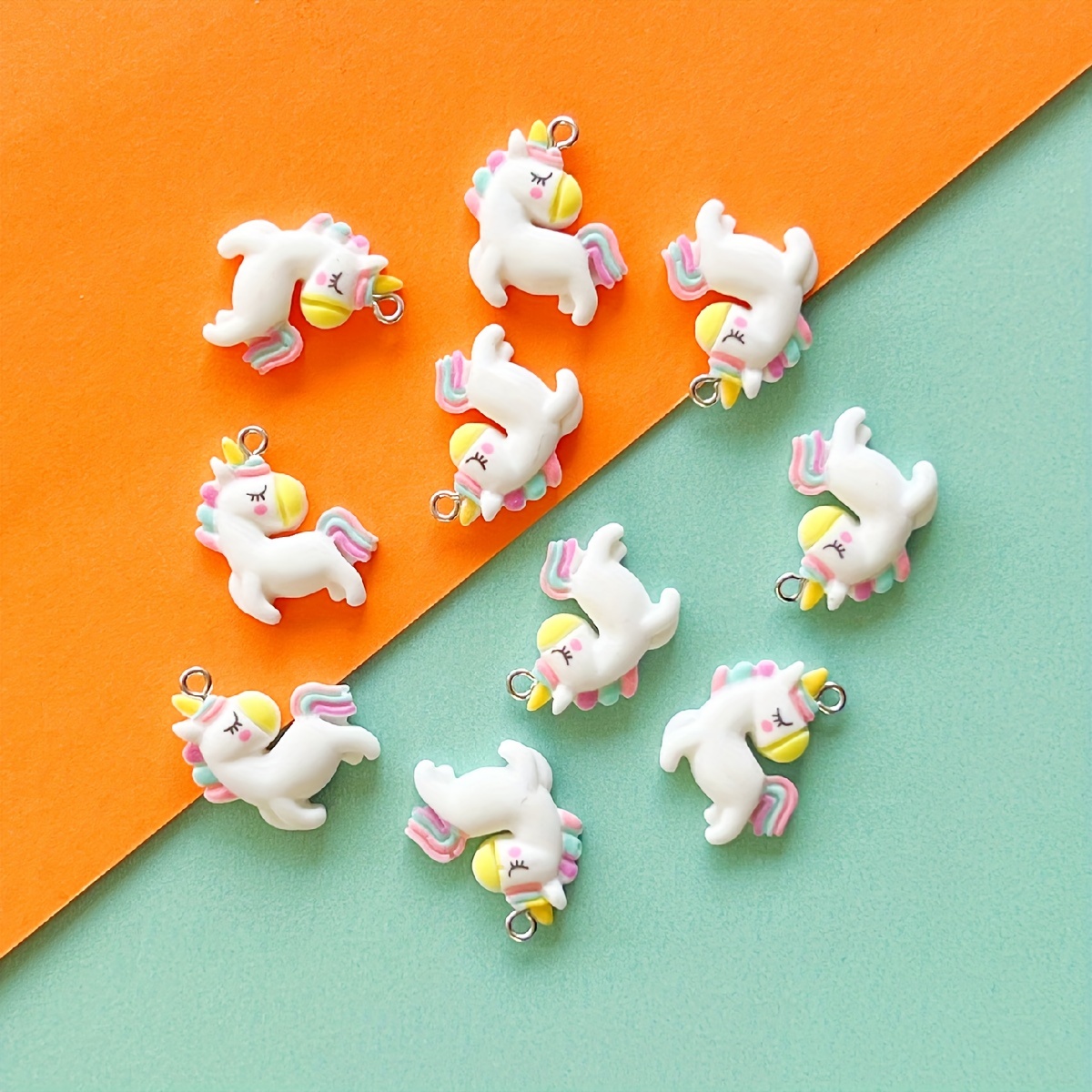 

10pcs Cute Cartoon Unicorn Pendant Resin Summer Unicorn Charm With Loop For Diy Jewelry Accessories Necklace Earrings Making