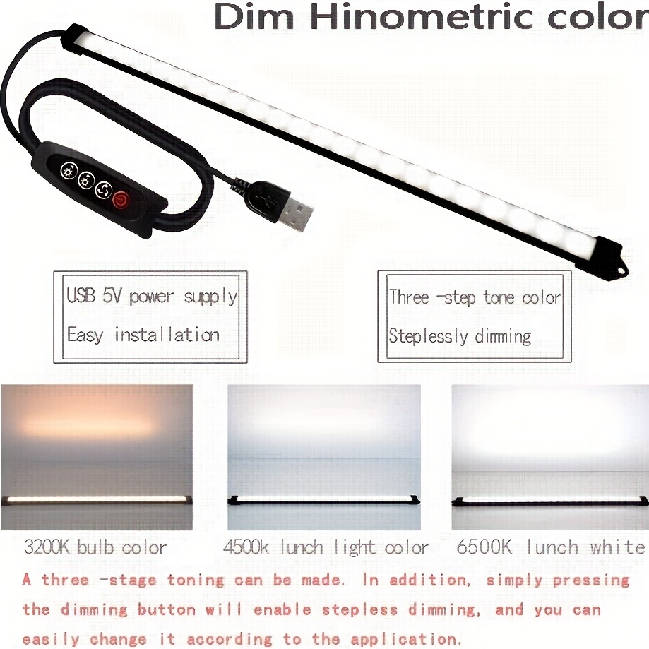 Dimming Color Light Strip Usb Powered Led Closet Light Bar - Temu