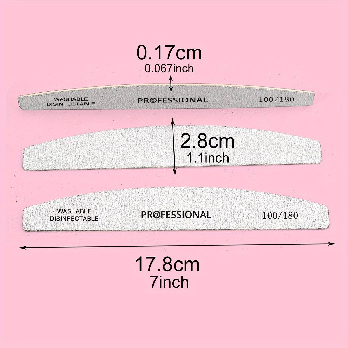 13pcs Half Moon Double Sided Nail Files, Washable & Reusable