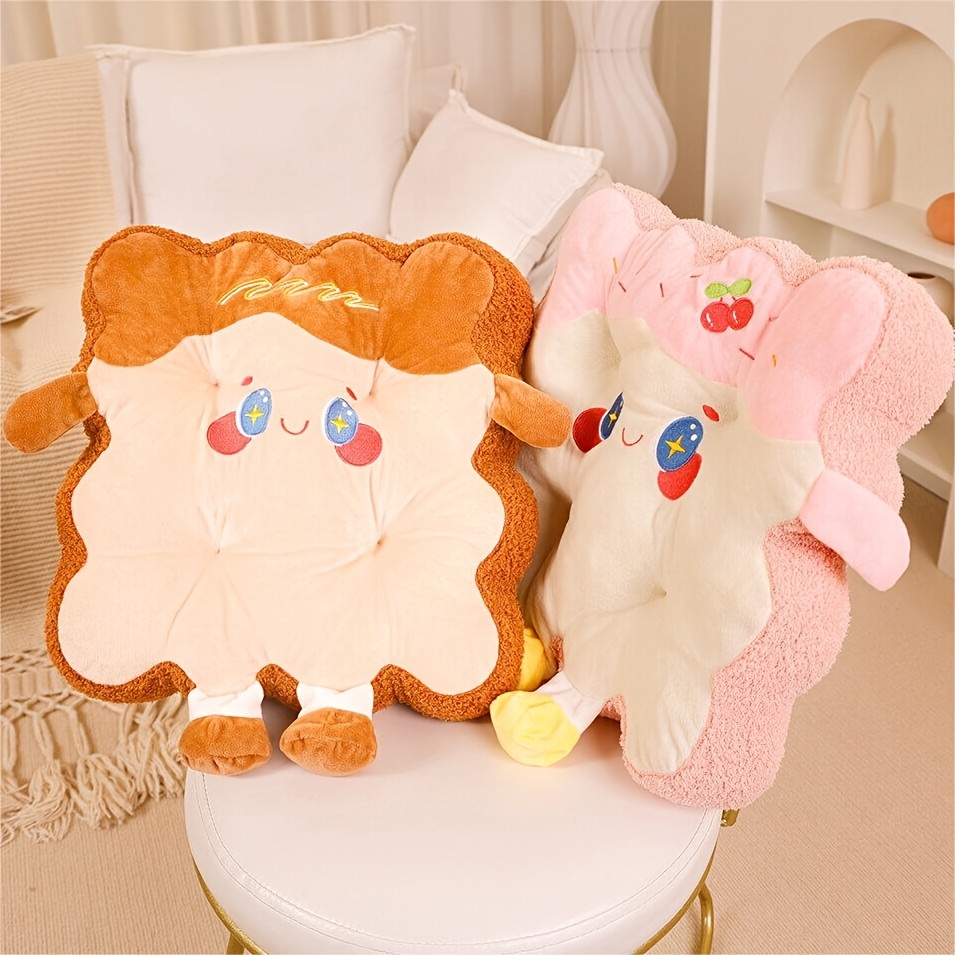 Cartoon Chair Cushion Toast Travel Plush Back Cushions Soft