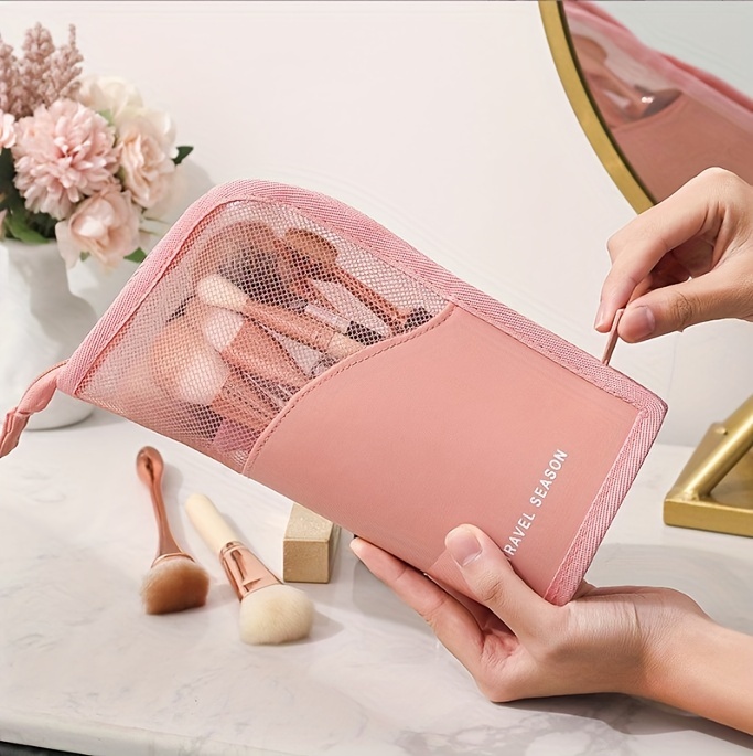 waterproof wash bag travel portable makeup brush storage bag compartment storage cosmetic bag visual transparent storage bag details 7