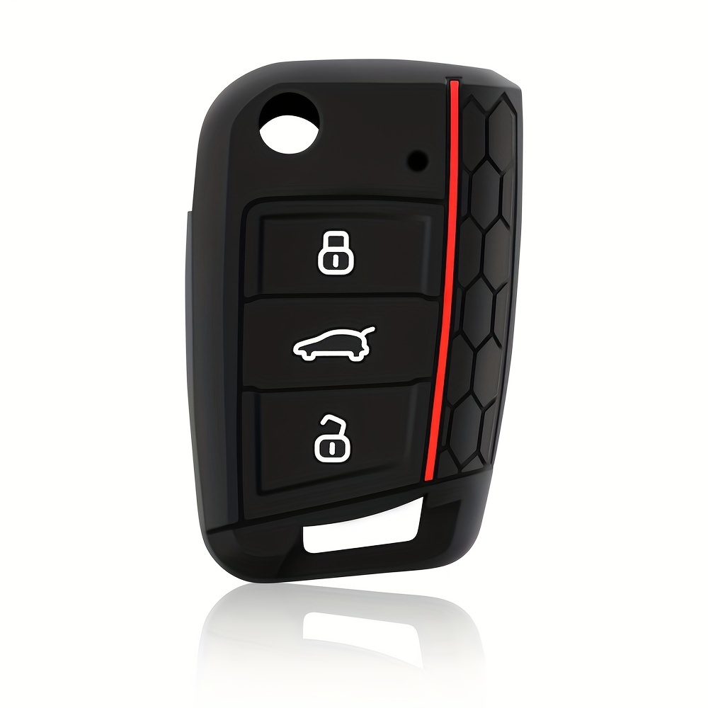 Car Key Cover Silicone Case Vw Golf 7 Mk7 3 Buttons Flip - Temu