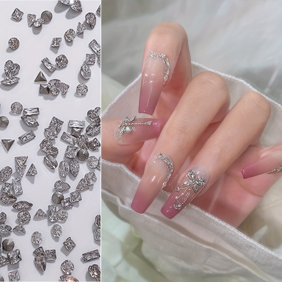 400Pcs/box Clear Nail Rhinestones Small Irregular Mixed-size Beads Mini Nail  Art