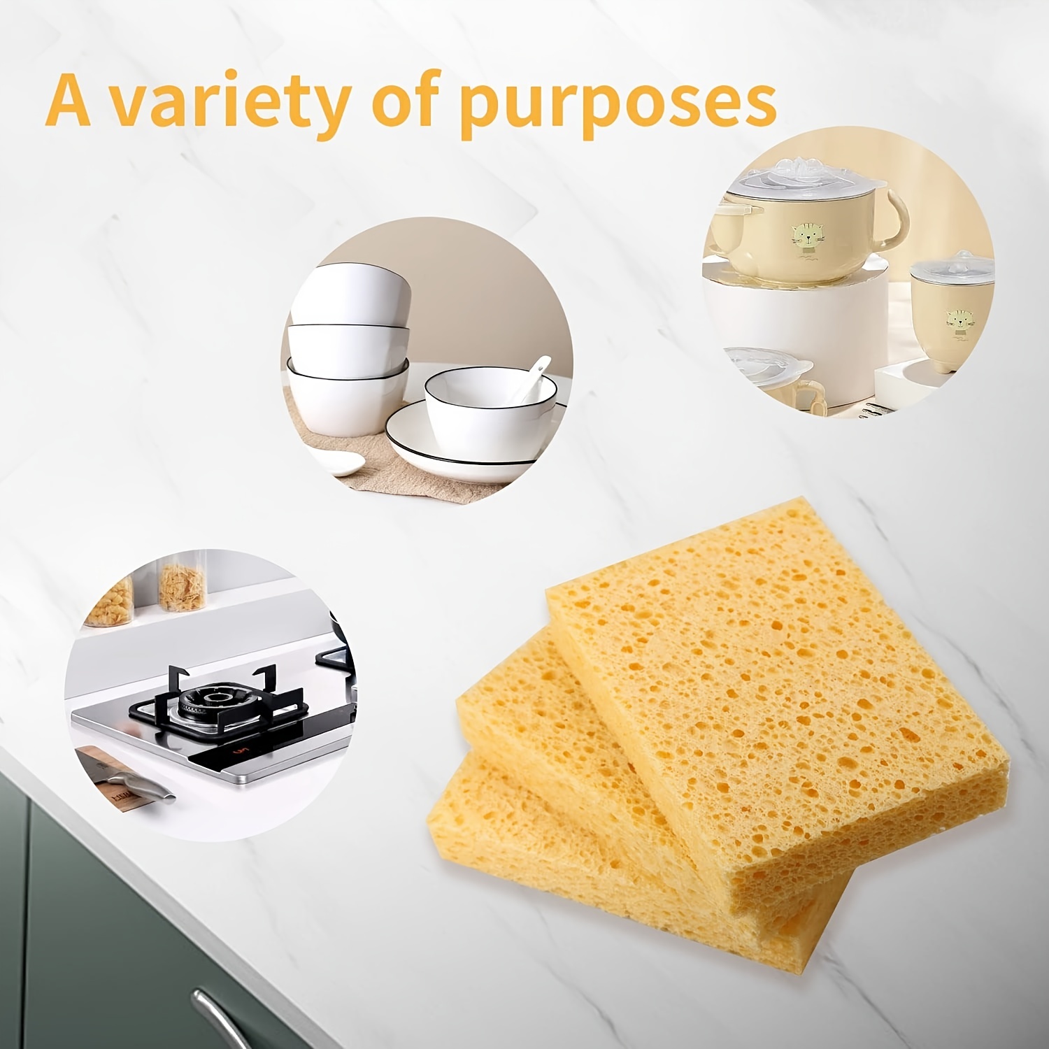 1Pcs Dish Sponge For Kitchen Heavy Duty Scrub Sponges ual-Sided