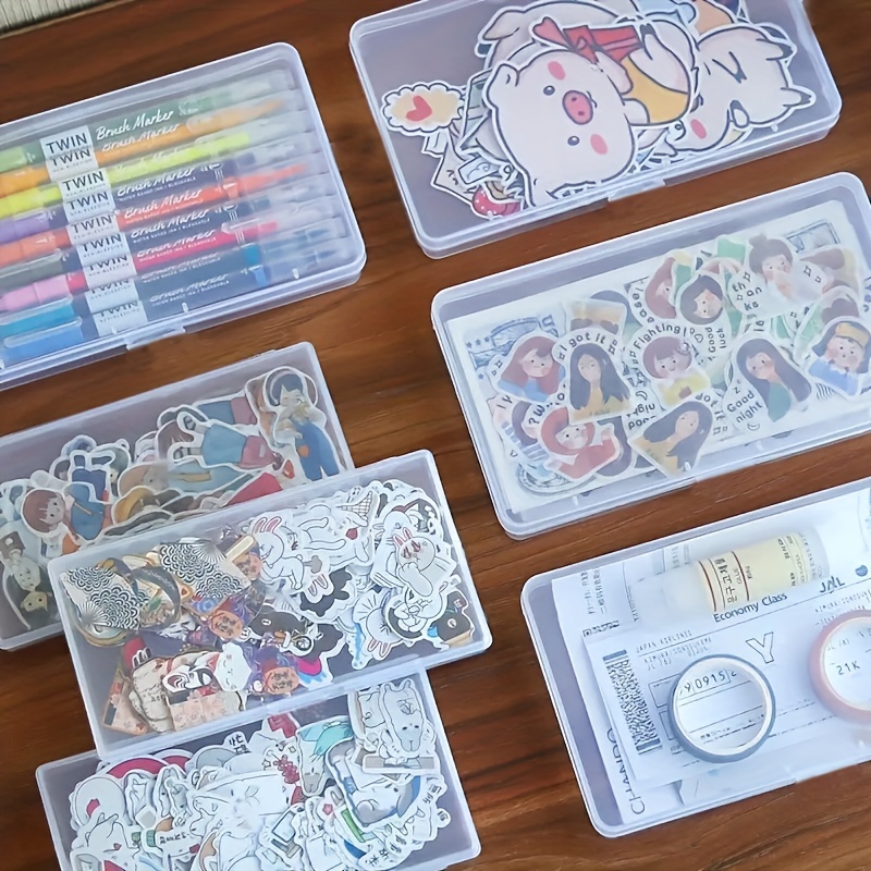 2pcs, Mini Storage Box, Stickers Storage, Desk Storage, Plastic