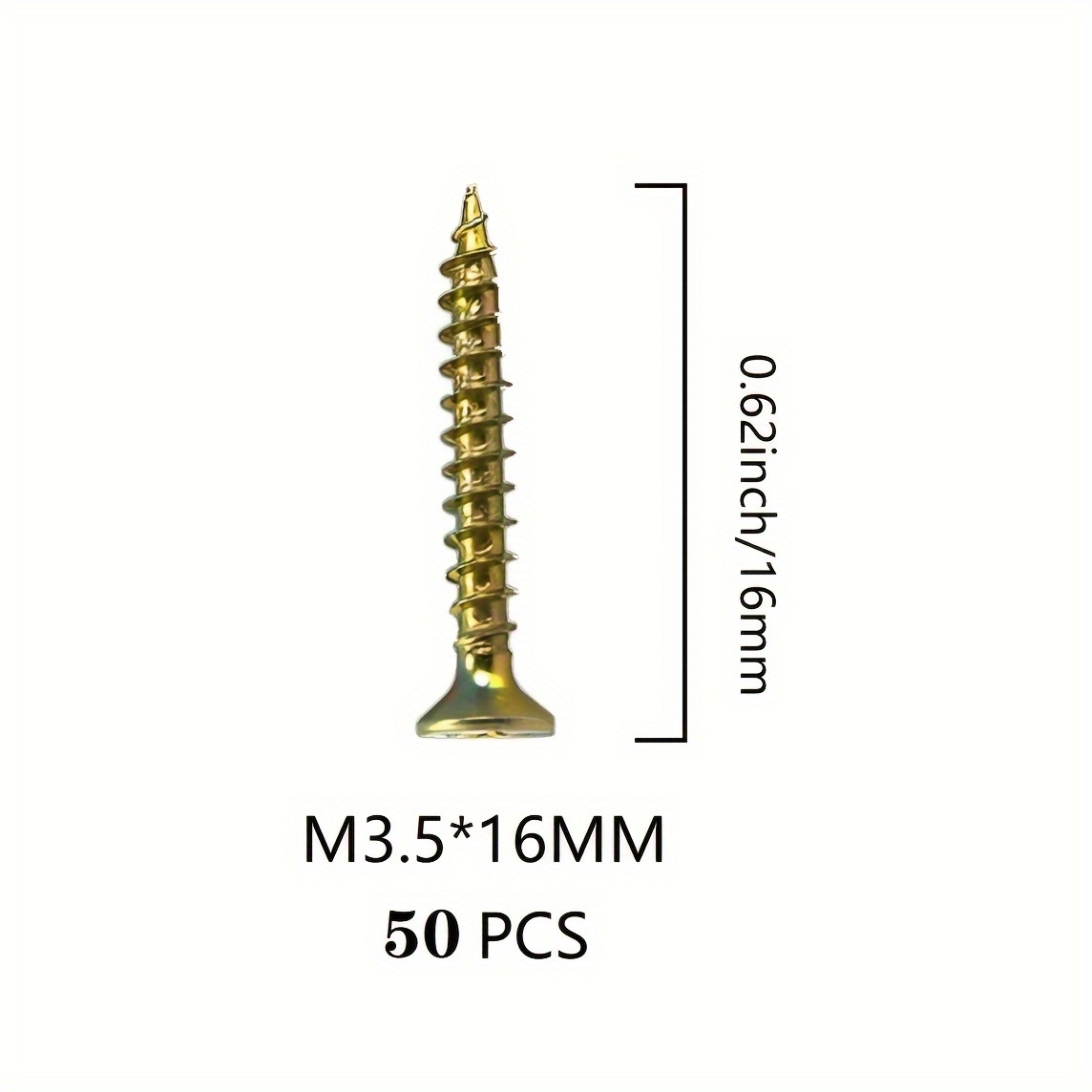 50pcs M3.5*16 High-strength Zinc Countersunk Head, Self Tapping Screws,  Flat Head Self Drilling Screws, Fiberboard Screws, And Wooden Screws