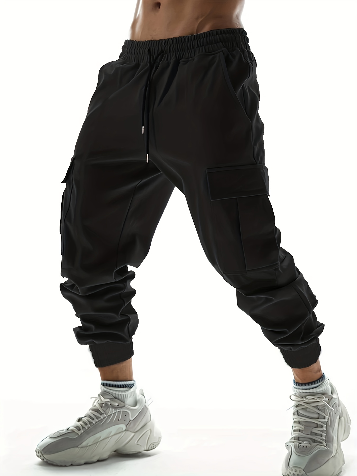 Plus Size Men's Solid Cargo Joggers Fashion Casual Pants Spring Fall Winter  Pants For Big & Tall Males, Men's Clothing