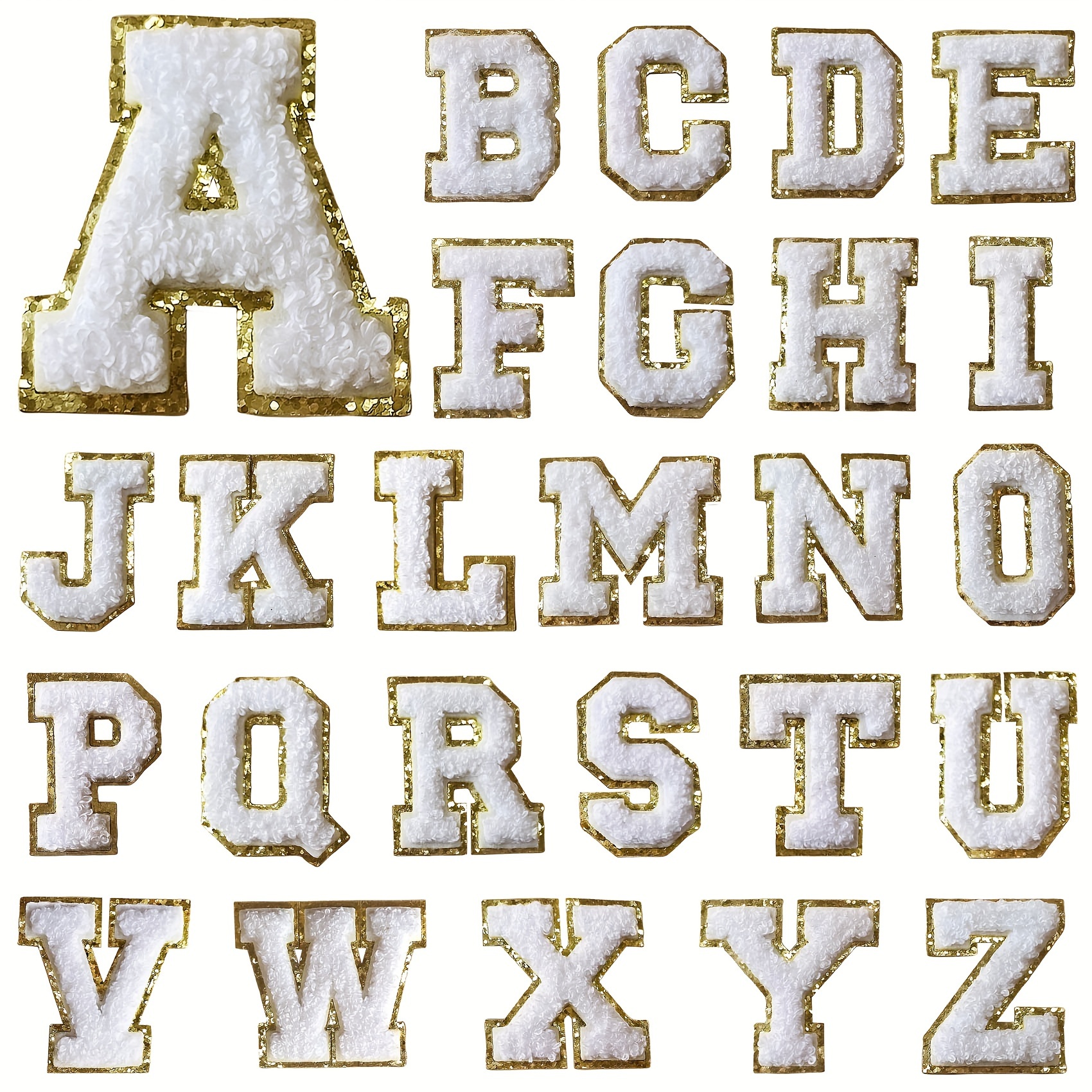 Best Deal for Self-Adhesive Embroidered Gold Glitter Letter Patches Iron