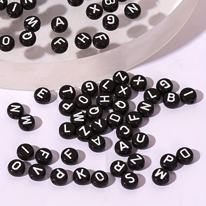 Acrylic Alphabet Beads Black And White Letter Beads For - Temu Australia