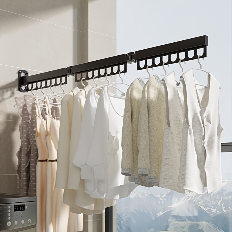 tendedero extensible Colgador de ropa plegable, estante de secado de ropa  retráctil de montaje en pared