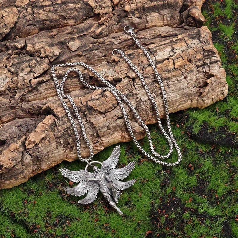 Six Winged Angel Warrior Prayer Pendant Necklace