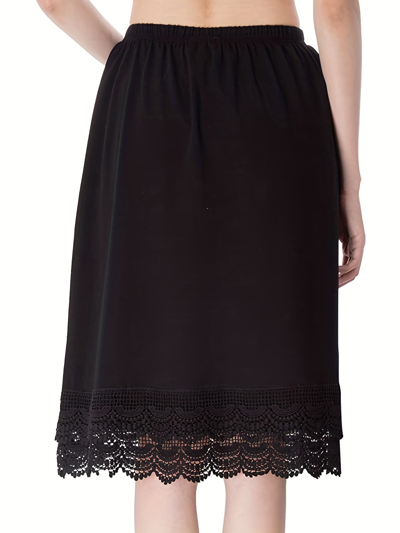 Lace Stitching Solid Skirt Sexy Scallop Trim Elastic - Temu Canada