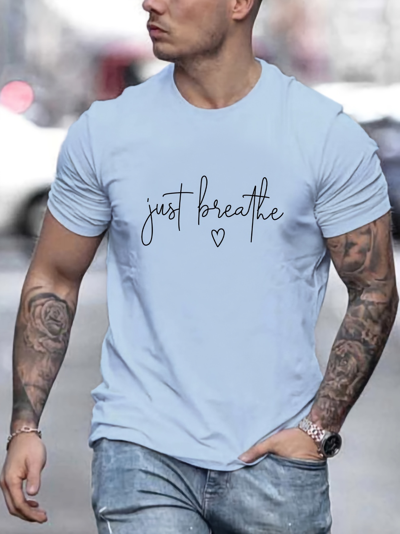 Men's Casual Sports Loose T Shirts " Breathe" Graphic Round - Temu Canada