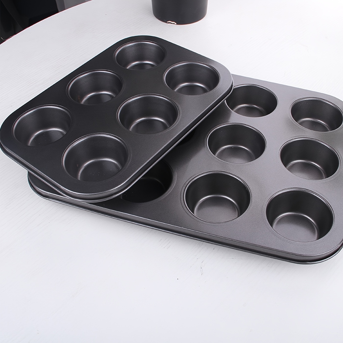 Black Teflon Coated Non Stick 12 Cupcakes Muffin Tray