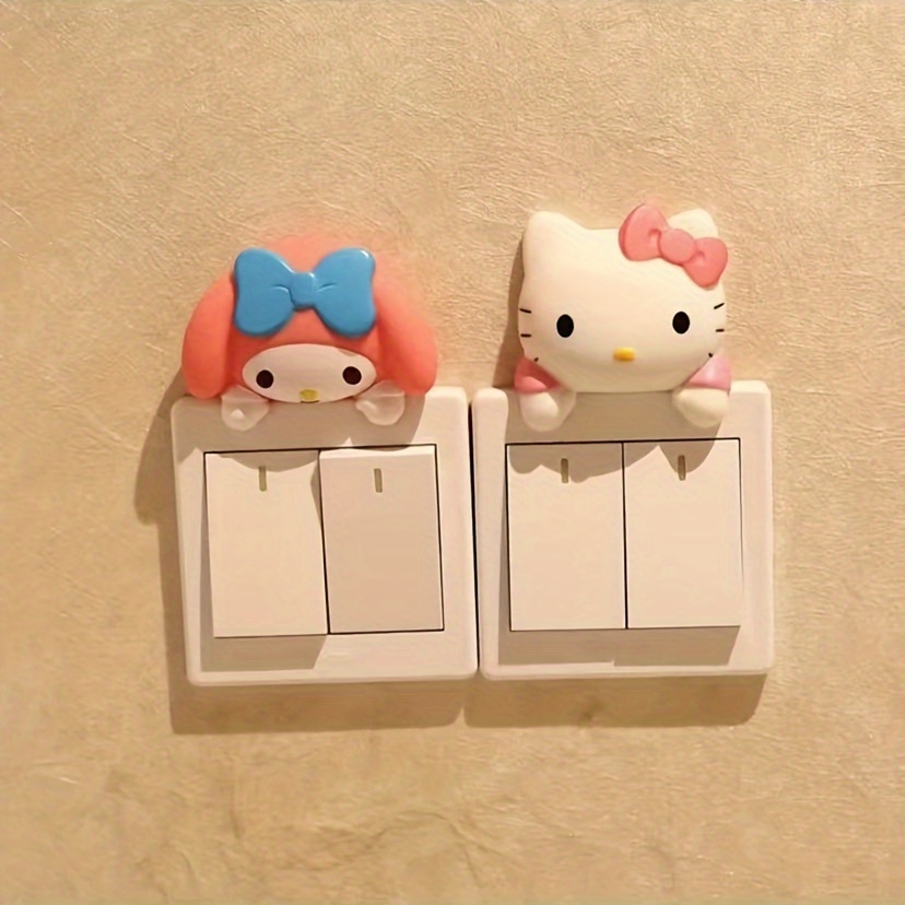 

Kawaii Room Decor Accessories For Switch Sticker Hello Kittys Cute Beauty Wall Sticker Socket 3d Sticker Girls Gift