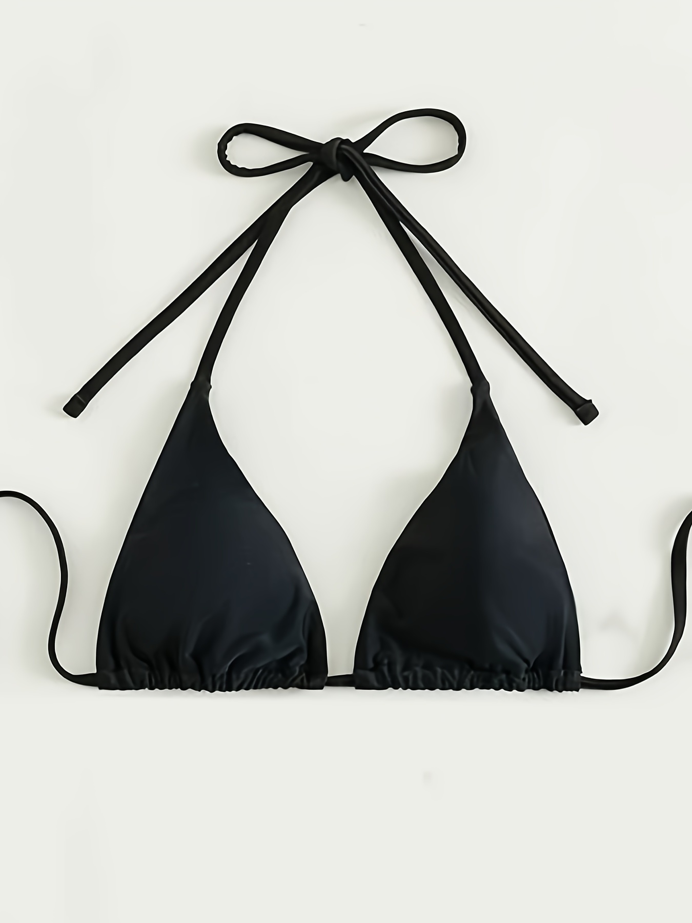 Tie-Back Halter Bandeau Bikini Top - Black