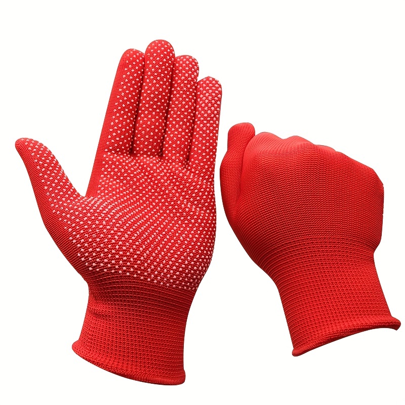 Guantes de trabajo rojos de nylon y nitrilo resistente, protección