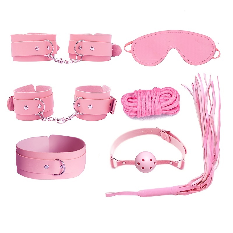 Kit Bondage bdsm Sm Sm Eye Mask Tapón de boca el látigo de cuero Esposas  Four