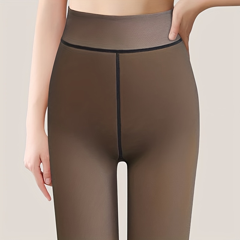 Plush Lined Tights Opaque High Waist Thermal Elastic - Temu Canada
