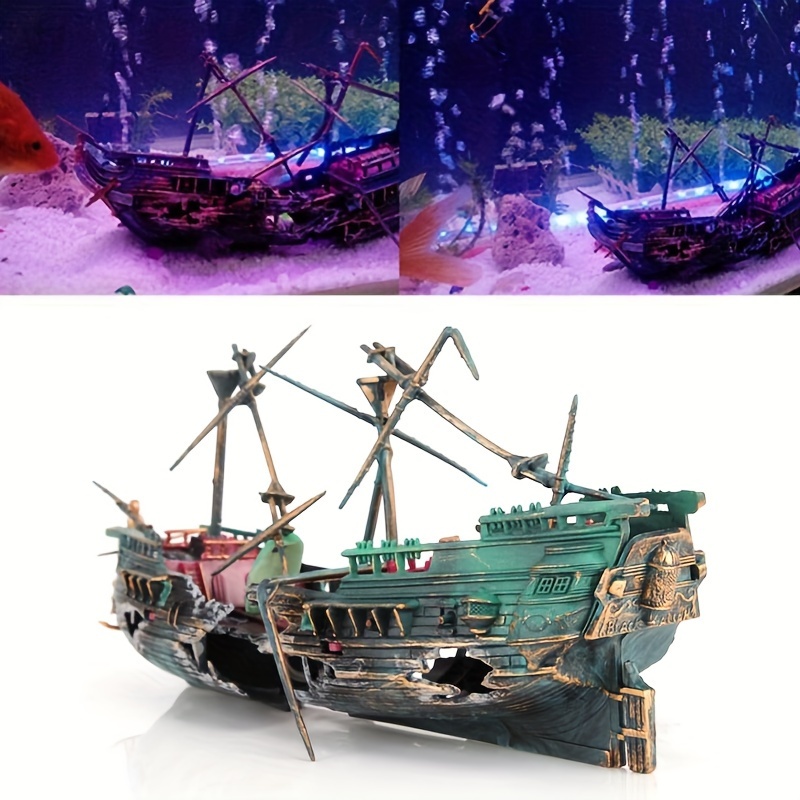1pc Fish Tank Landscaping Shipwreck Decoration Broken Ship Decor