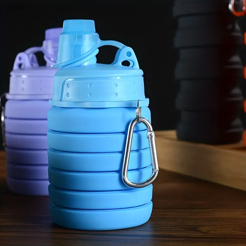 1 vaso deportivo telescópico de silicona plegable, botella de agua portátil de viaje, accesorios para deportes ambientales al aire libre 2