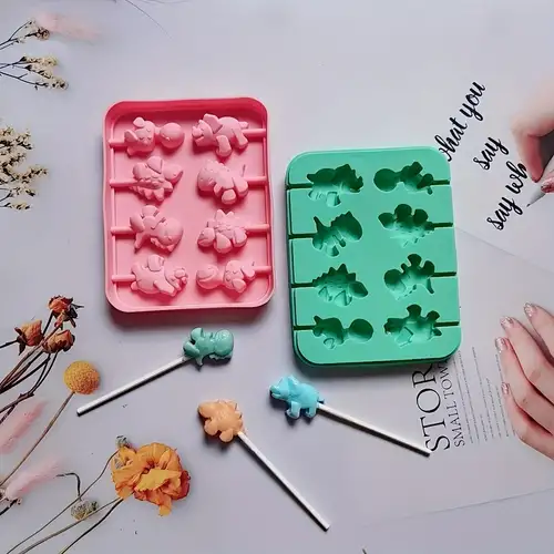 Amison 2Pcs Dinosaur Silicone Molds, 6 Grids Different Shapes Candy Fondant  Mould, Cute Cartoon Dino Chocolate Gummy Mold Tray, Baking Decorating