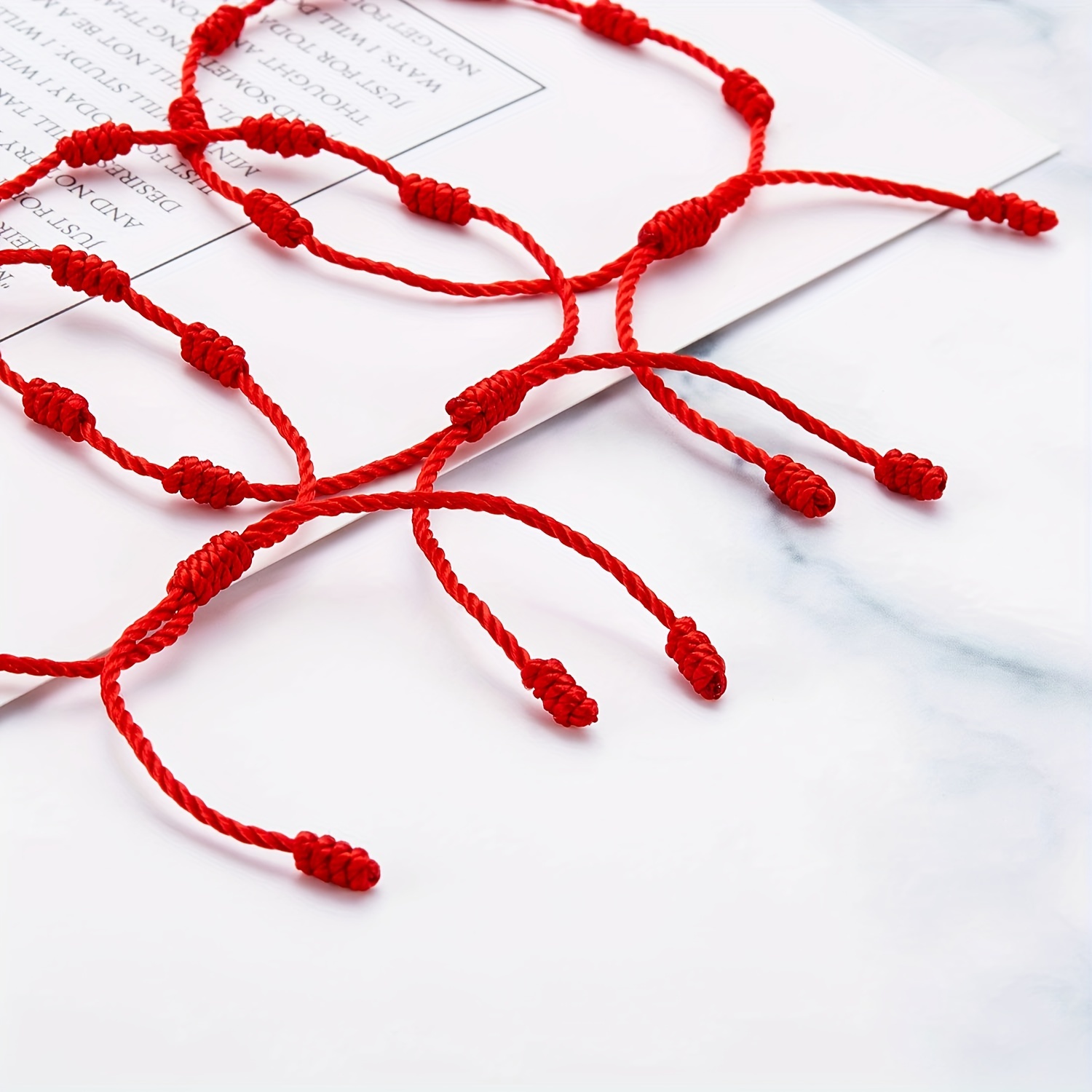 6pcs Classic Simple Red Braided Rope Adjustable Bracelet Set