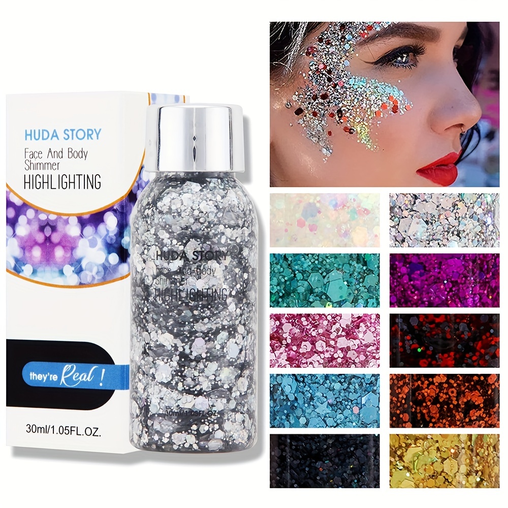 10ml Body Face Glue Gel Glitter Temporary Tattoo Hypoallergenic Makeup with  Brush Halloween Party Highlighter Diamond