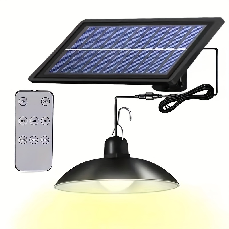  Yomisga Luz solar para cobertizo al aire libre, 176 LED, luces  colgantes solares con control remoto, movimiento y 5 modos de iluminación,  impermeable, disponible durante el día, lámpara solar interior 