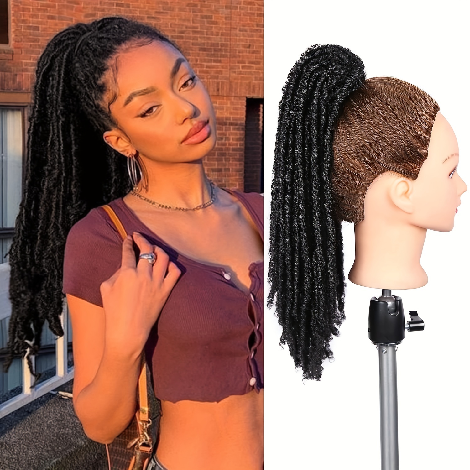 Dreadlock Ponytail Extensions Synthetic Clip In Hair Extensions
