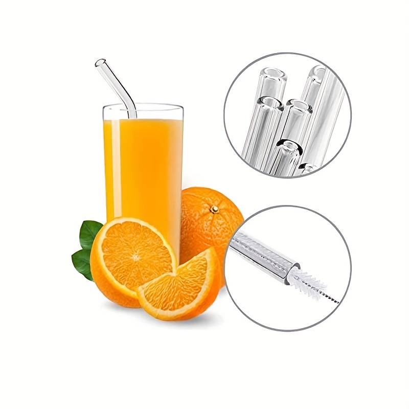 Reusable Clear Glass Straws Set For Smoothie Milkshakes Drinkware Straw  With Cleaning Brush - Temu