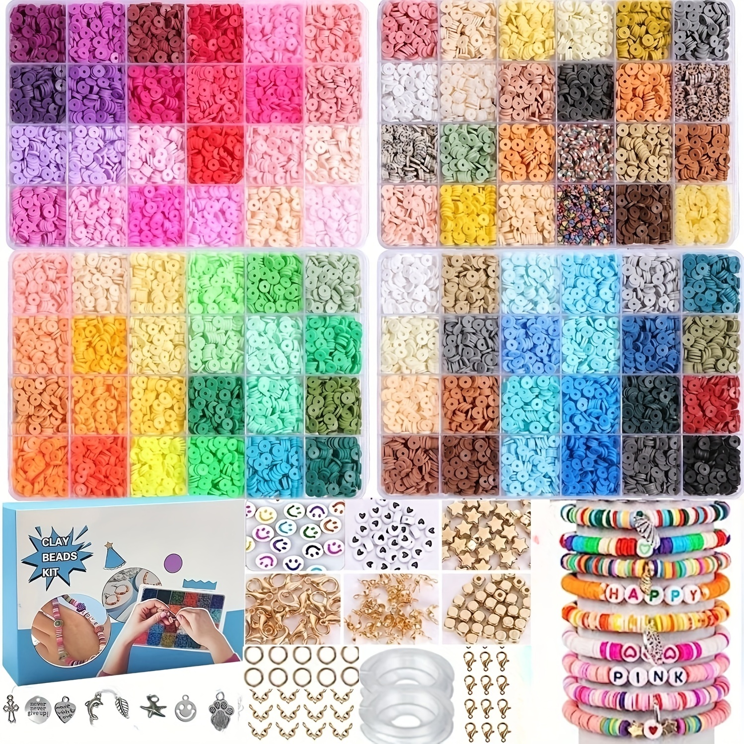 96 Colors Clay Beads Bracelets Making Kit Polymer Heishi - Temu