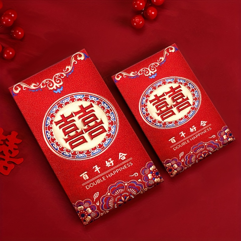 100 Pcs Self-Adhesive Chinese New Year Lucky Money Red Envelopes Hong Bao  for Wedding Party