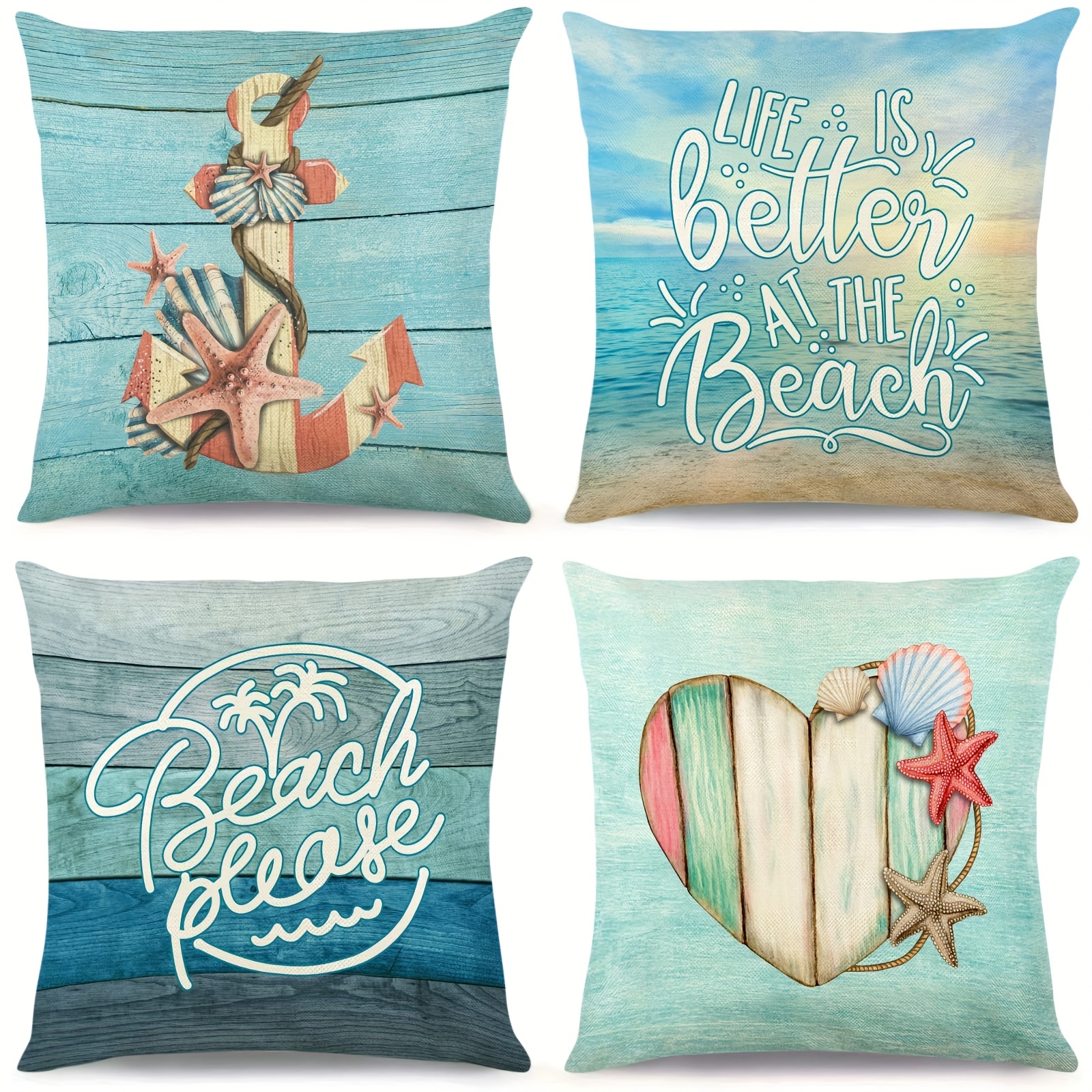 Super Soft Nautical Coastal Throw Pillow Covers Ocean Themed - Temu
