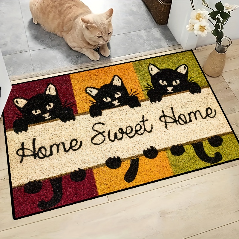 1 Stück „home Sweet Home“ Fußmatte Drei Katzen Innenmatte - Temu