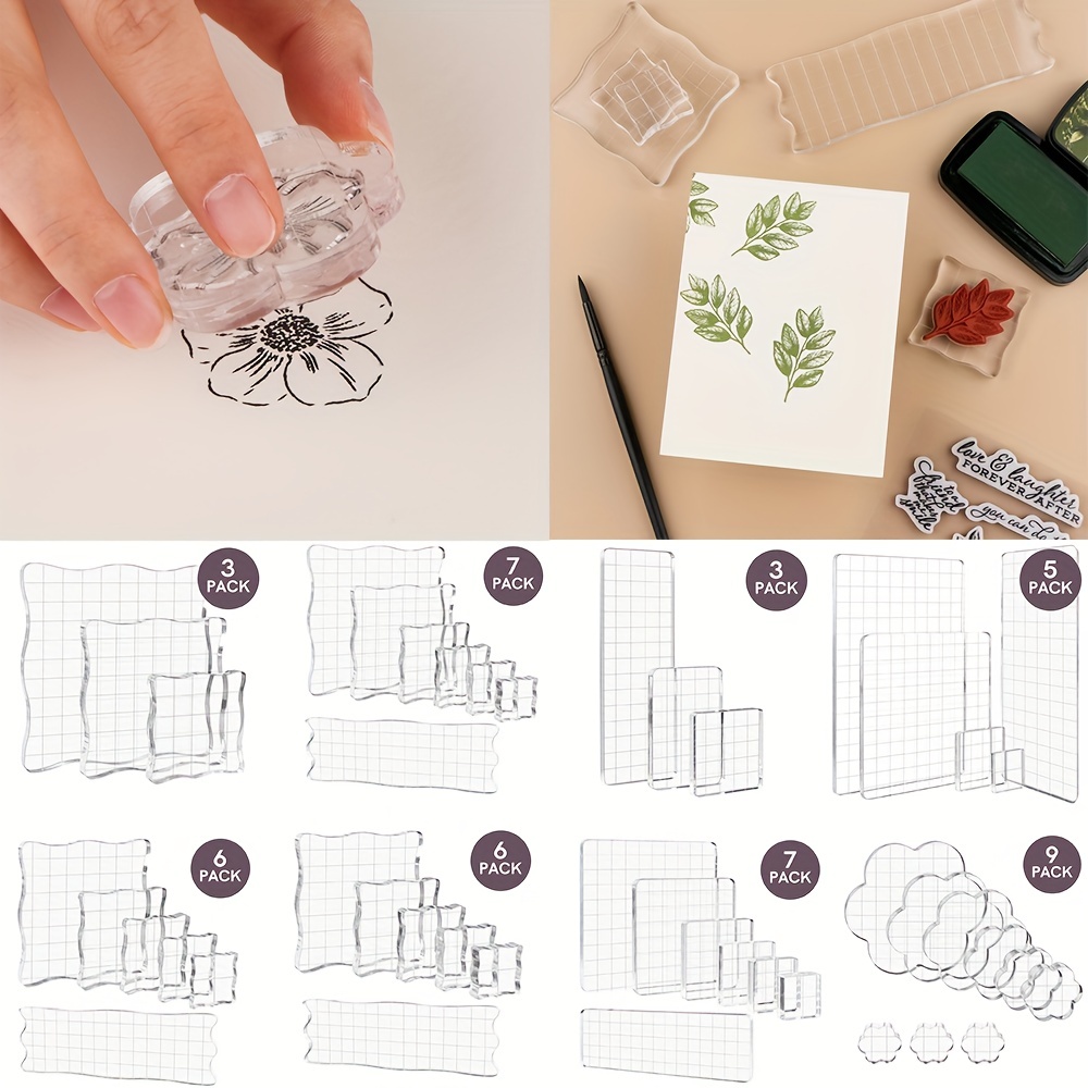 Transparency Acrylic Stamp Block Use Clear Stamp Block for Scrapbooking  Clear Photo Album Decorative Gridlines Easy Positioning
