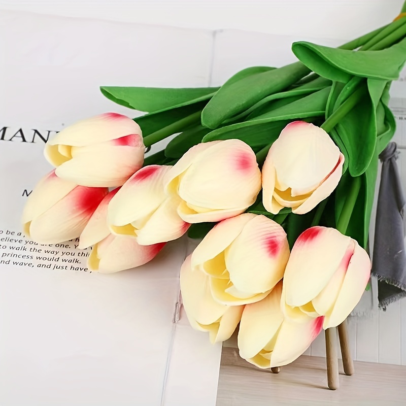 12 piezas de tulipanes artificiales de poliuretano de tacto real, tulipanes  de boda, flores de tulipán de látex para propuestas, fiestas, hogar