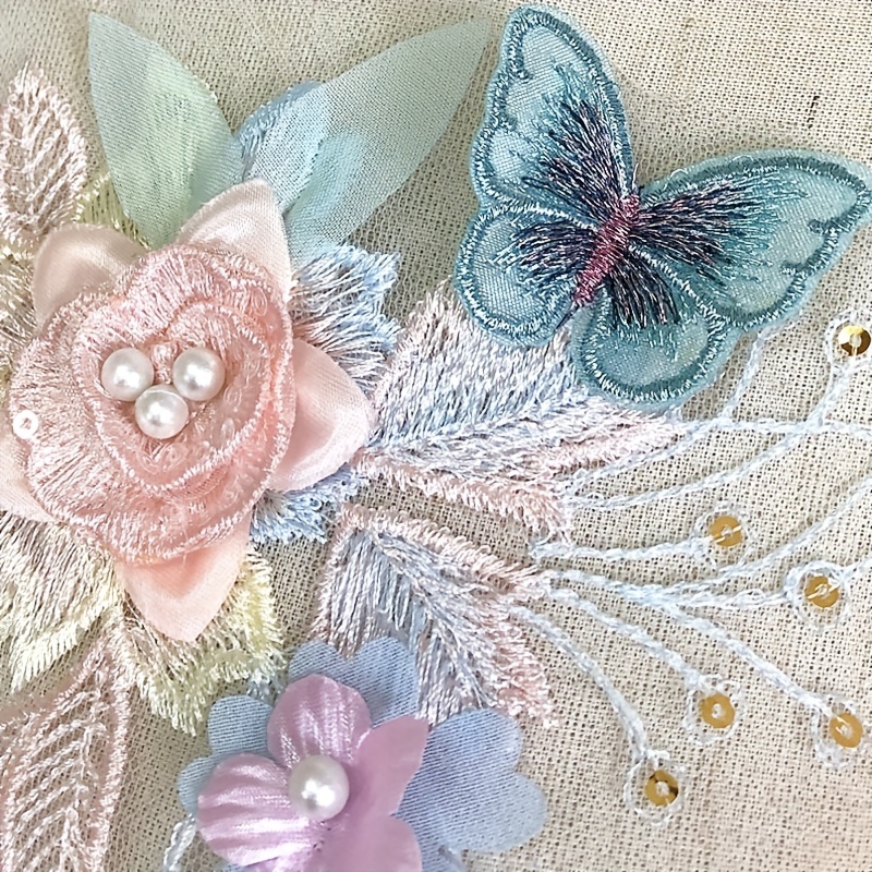 Beaded Butterfly Lace Appliques Butterfly Embroidery Patches - Temu