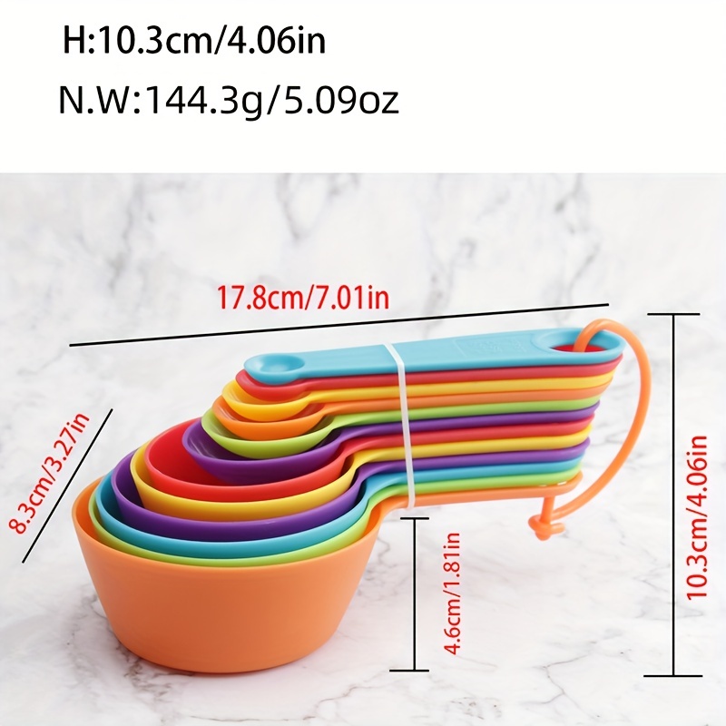 Measuring Cups And Spoons Set, Plastic Measuring Cups And Spoons Set,  Rainbow Colorful Cute 6 Measuring Cups & 6 Measuring Spoon, Color Measuring  Cups Spoons For Baking&kitchen, Baking Supplies - Temu