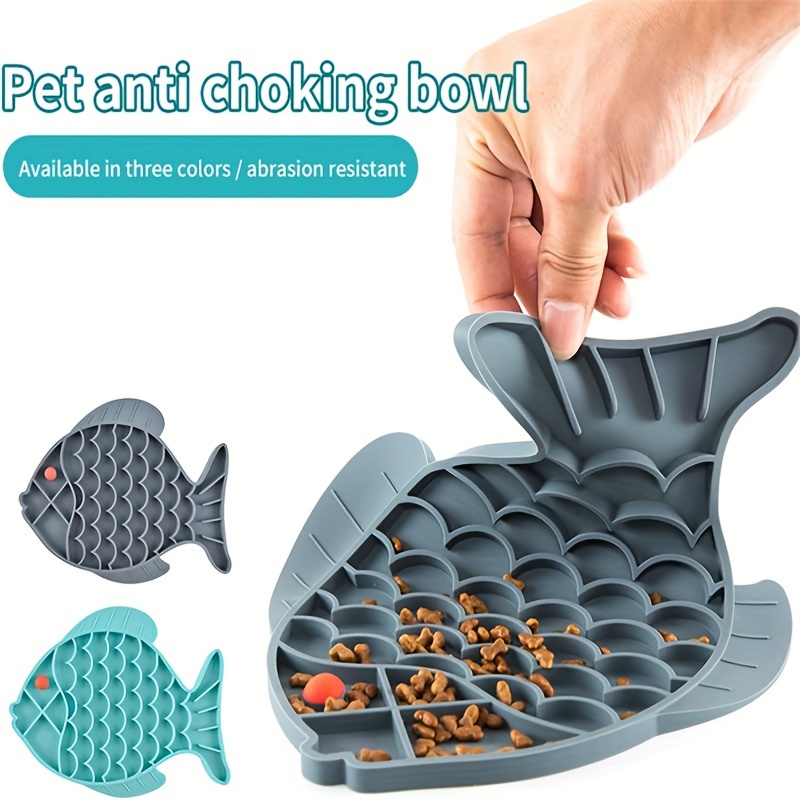 Cat Slow Feeder Bowl Fish-Shaped Cat Puzzle Feeder Food Mat for Small Dog &  Cats Slow Eating, Cat Treat Toy, Anxiety Relief 2 Pack