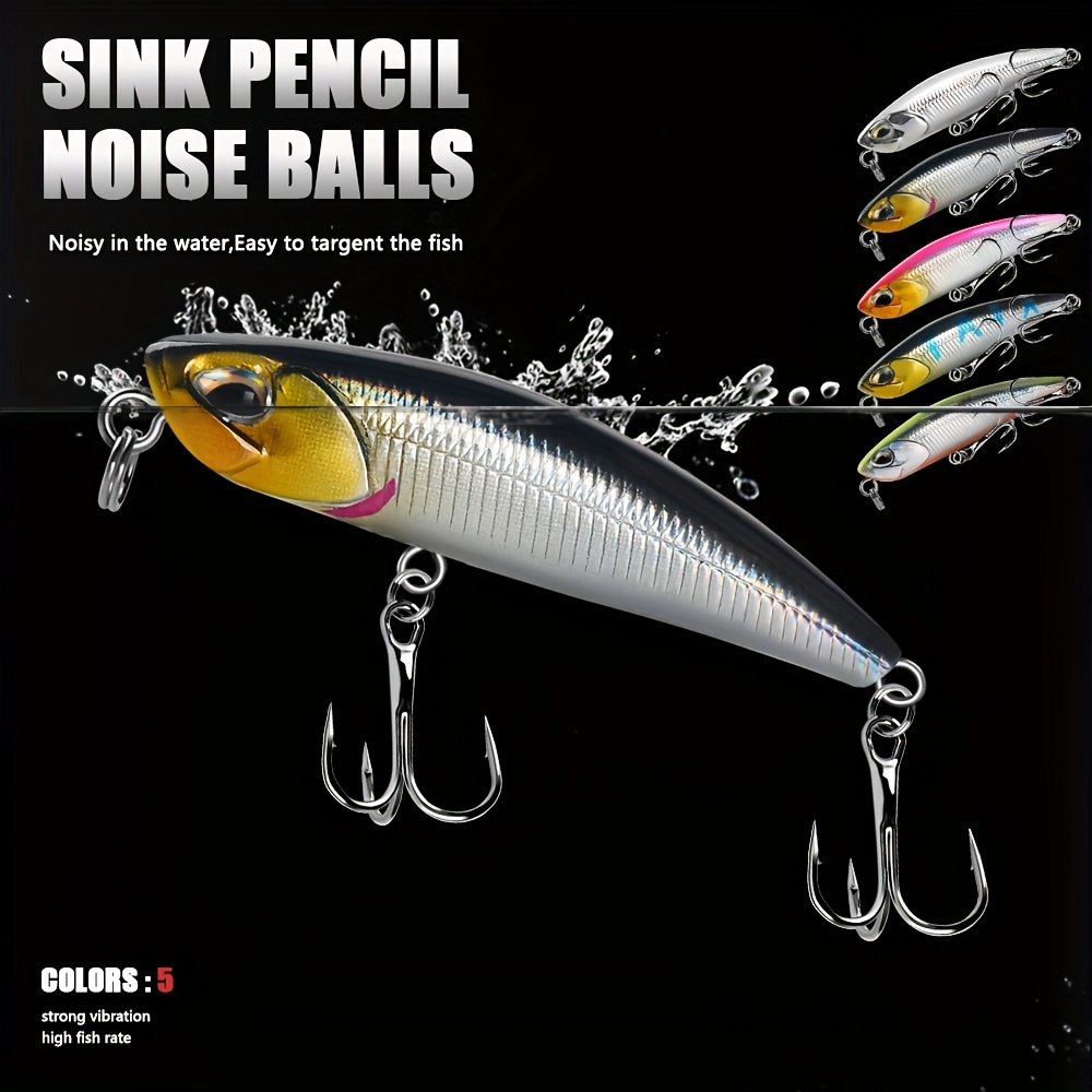 5pcs Slow Sinking Pencil Bait Or Pencil Popper Lures , As Pencil