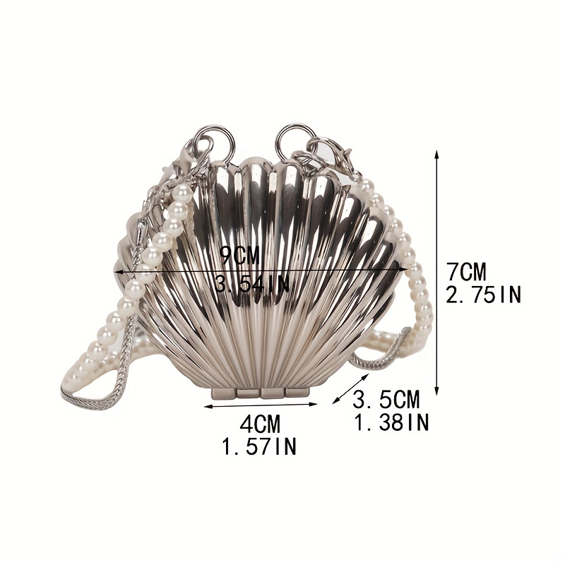 Pearl Chain Metal Shell Evening Bags Mini Novelty Crossbody - Temu