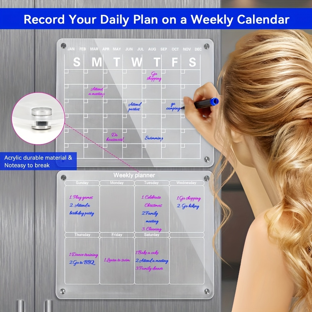 Acrylic Magnetic Dry Erase Board Refrigerator Calendar Inch - Temu