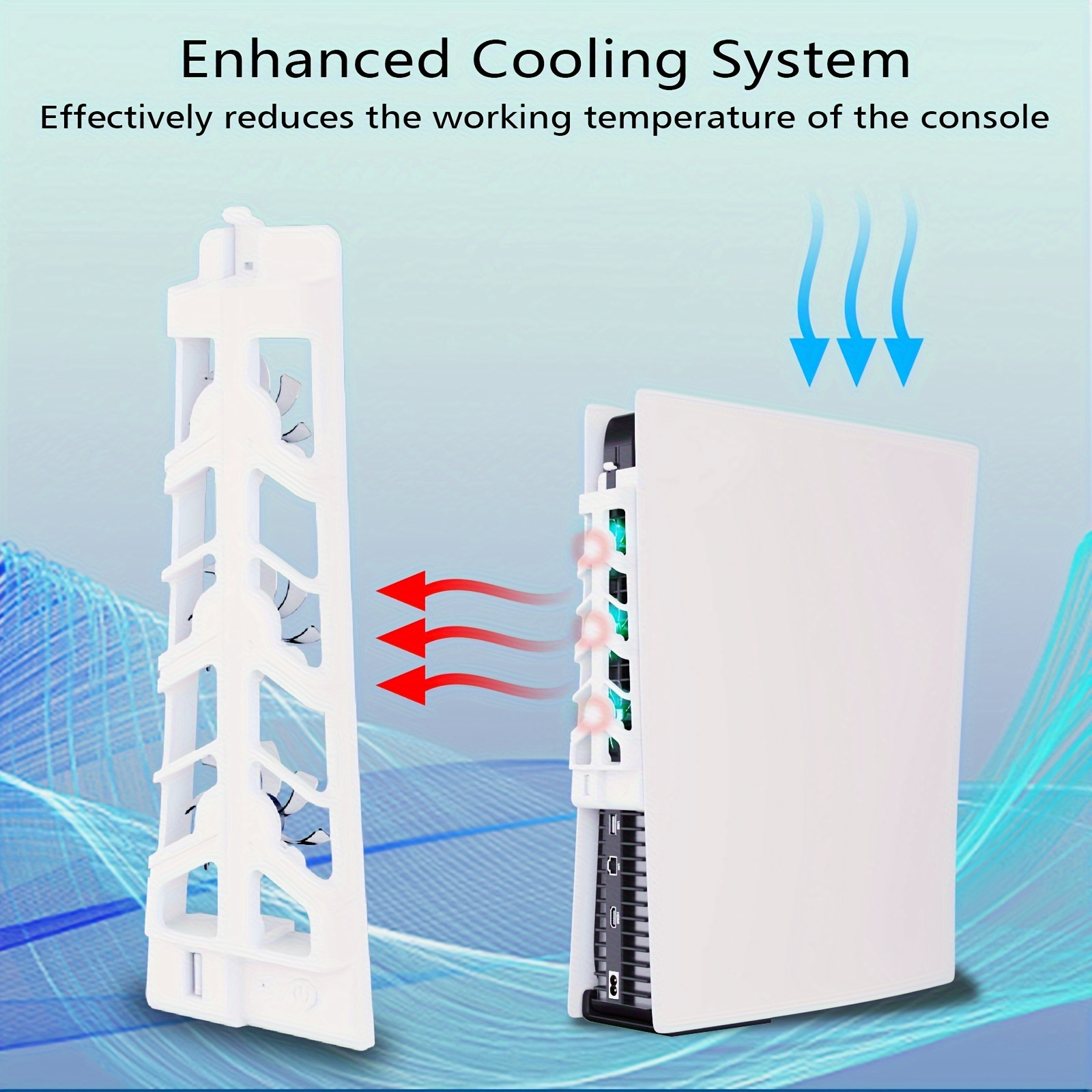 Ventilador de refrigeración para PS5, ventilador silencioso mejorado con  luz LED, accesorios de refrigeración horizontal con concentradores USB3.0