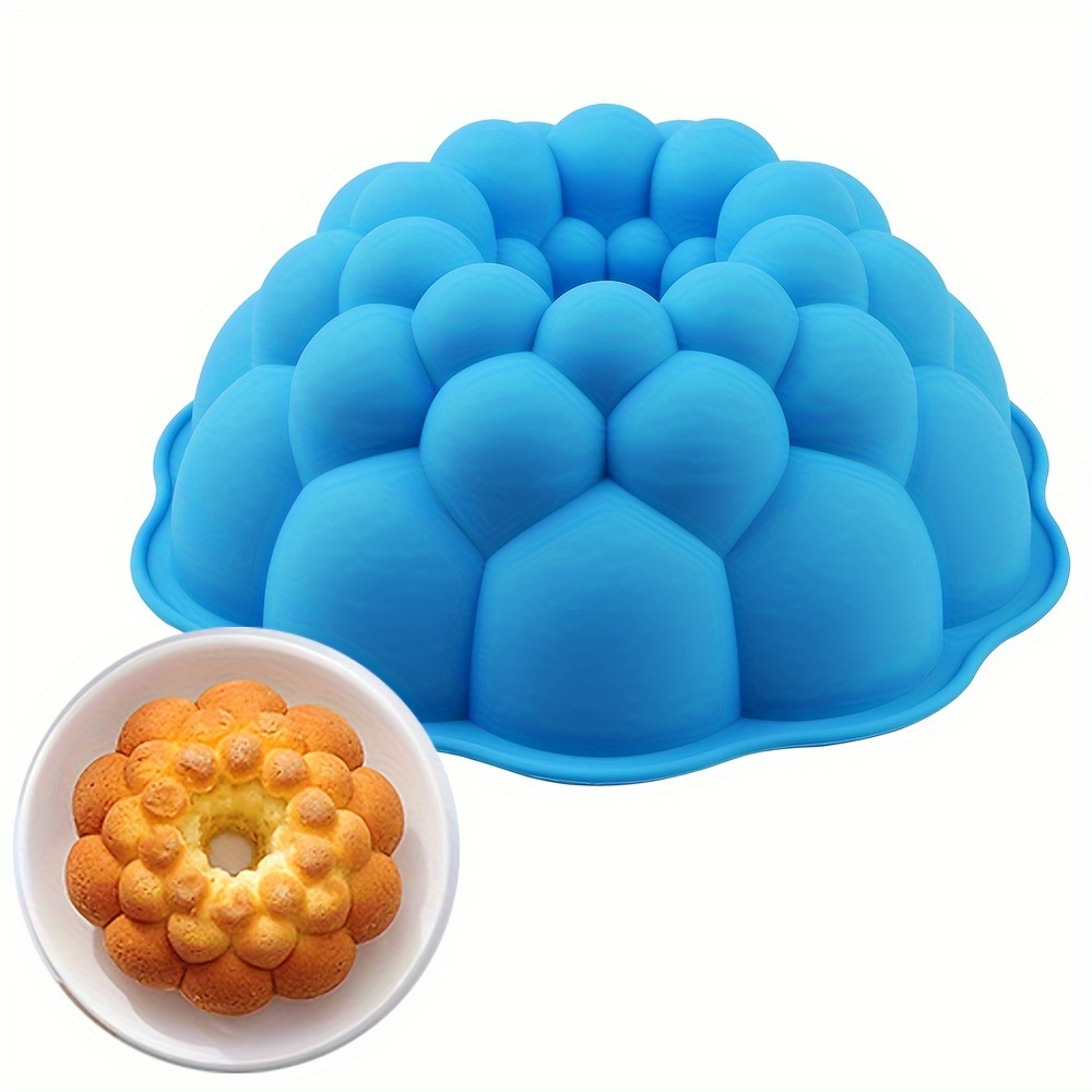 

1pc, Silicone Cake Mold, Non-stick Blue Bubbles Fluted Tube Cake Pan For Jelly, Bread, Gelatin, Bakeware, 7inch