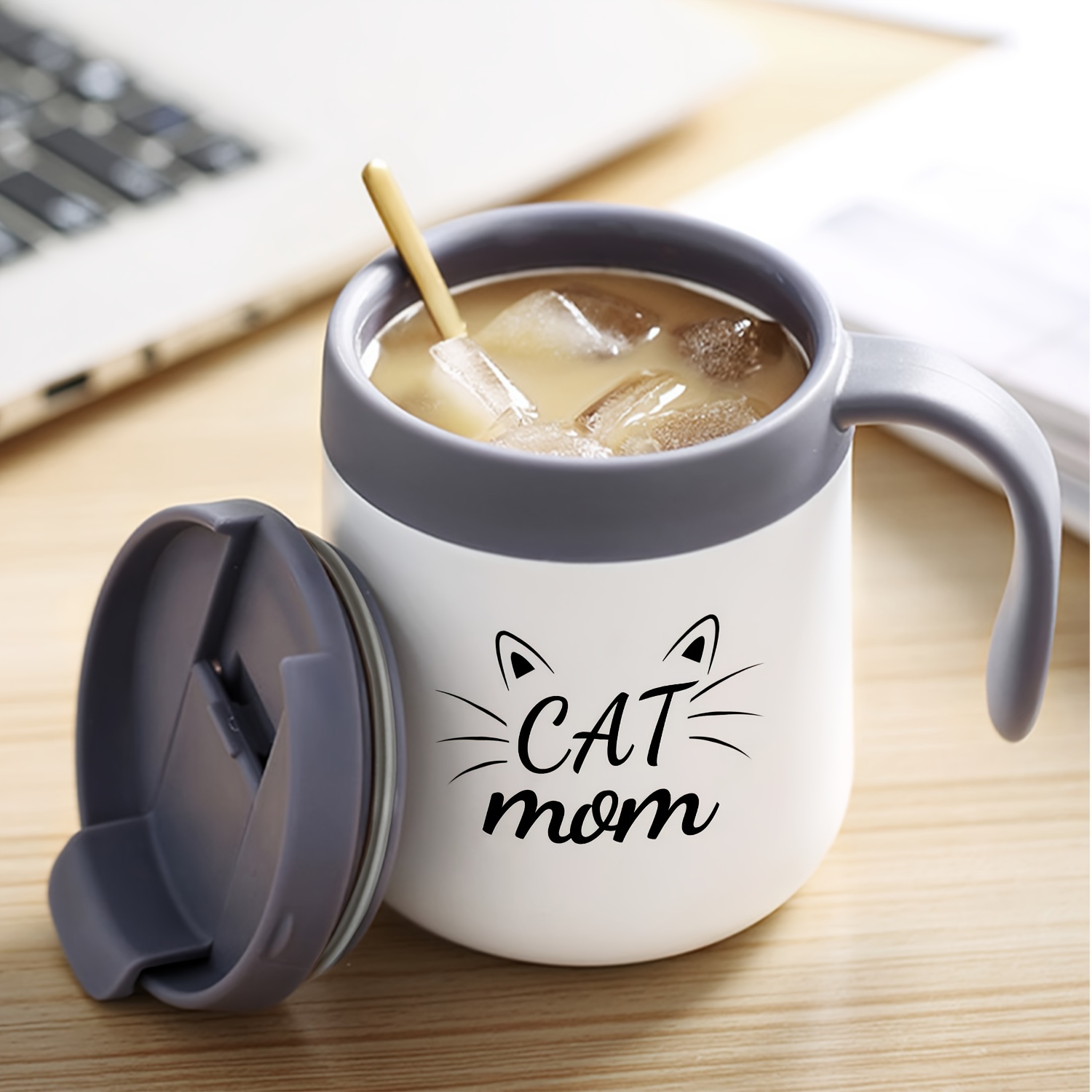 Cute Funny Gift Mug For Cat Mom, Insulated Coffee Mug With Handle