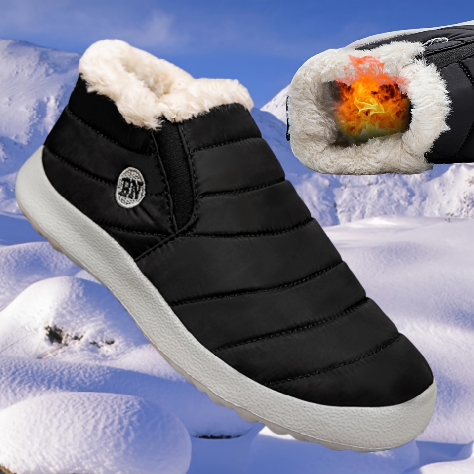 Mens Snow Boots Thermal Winter Shoes Boots With Hook And Loop Fastener  Casual Walking Shoes - Men's Shoes - Temu Canada