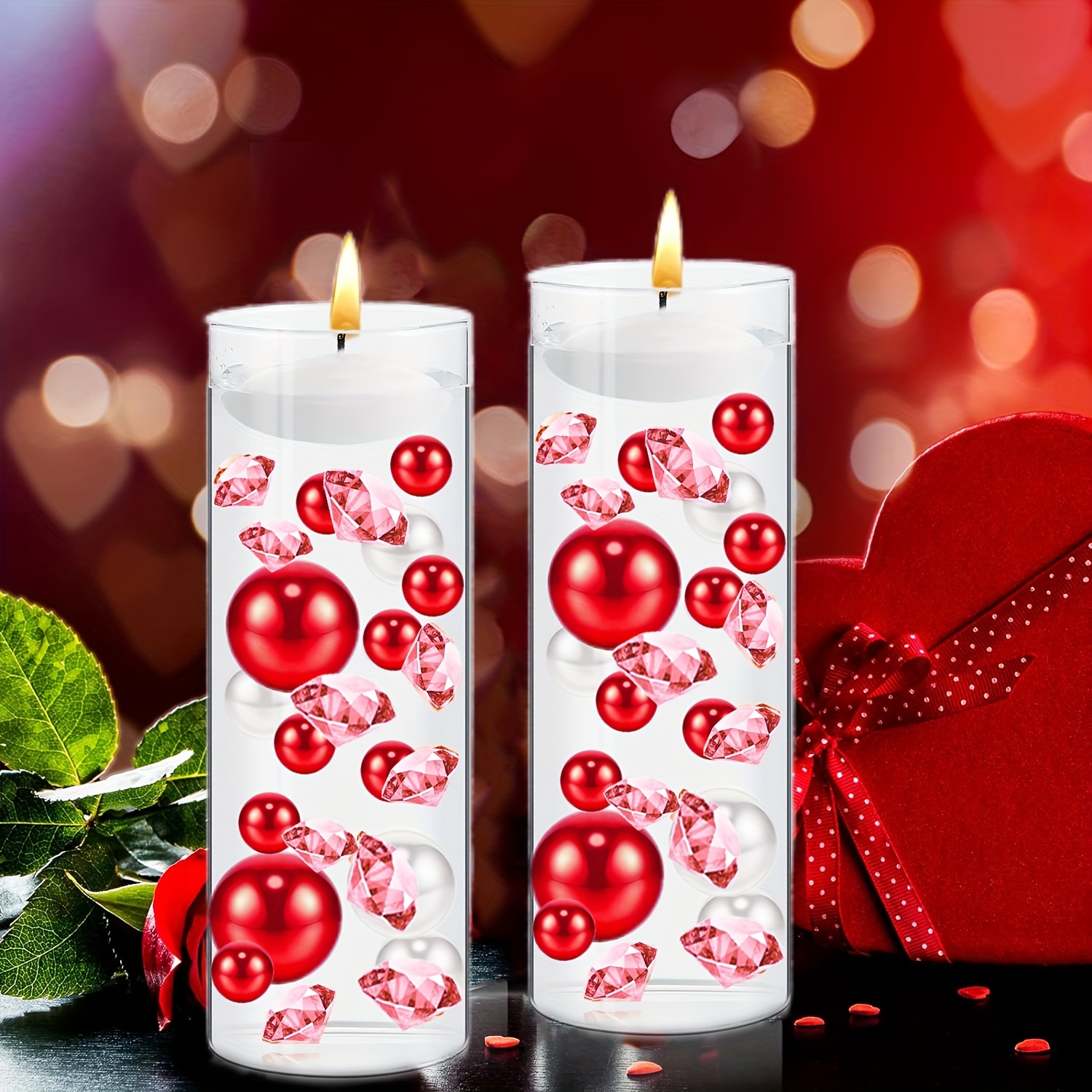 Valentine's Day Beads For Vase Fillers, Floating Candles